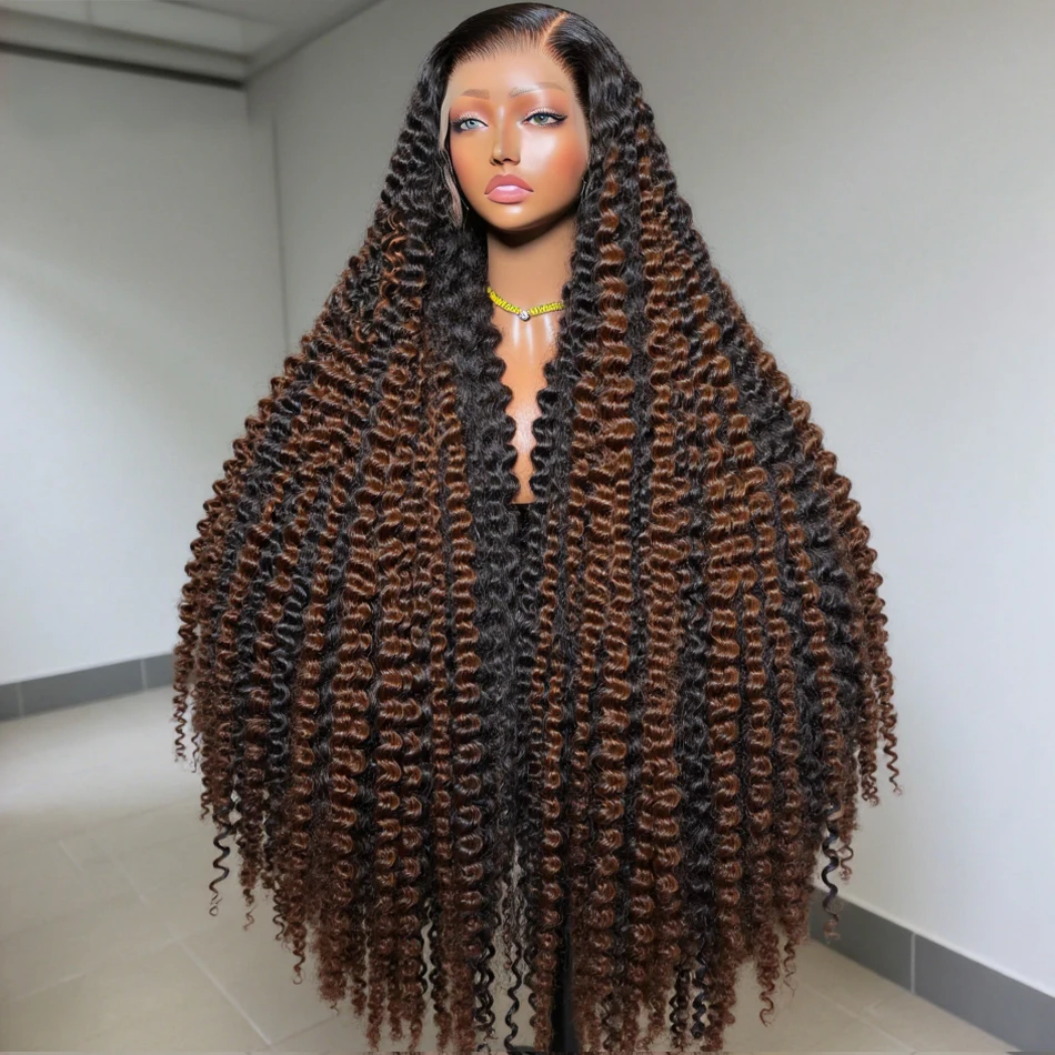 

Парик из натуральных волос 200% Highlight Deep Wave 13x6 HD Lace Frontal, предварительно прорезанный, 30-36 дюймов, коричневый омбре, кудрявый, с эффектом водной волны