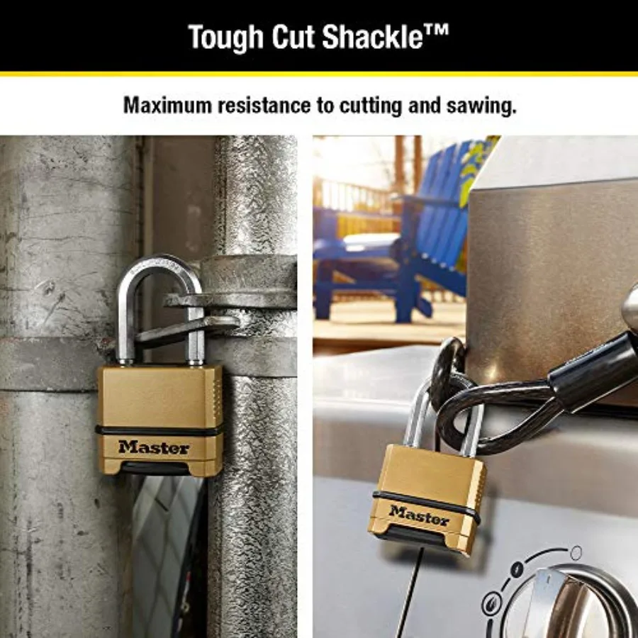 Gold Combation Lock, Heavy Duty Weather Resistant Padlock, Resettable Combination Lock for Outdoor Use,,M75LFEC