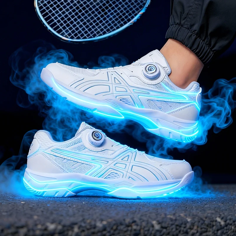 

Badminton Shoes for Men and Women with Twist Lock System, Anti-Slip MD+ Rubber Outsole, Professional Indoor and Outdoor Court Tr