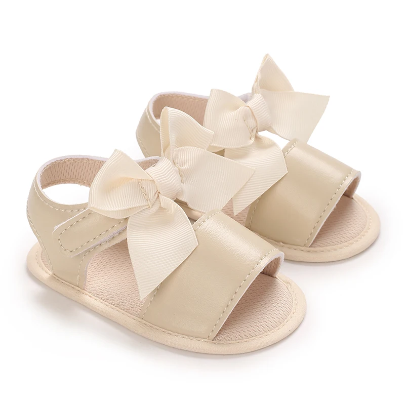 2026 New Apricot Baby Sandals Bow Breathable Lightweight First Walkers for Infants 0-18 Months