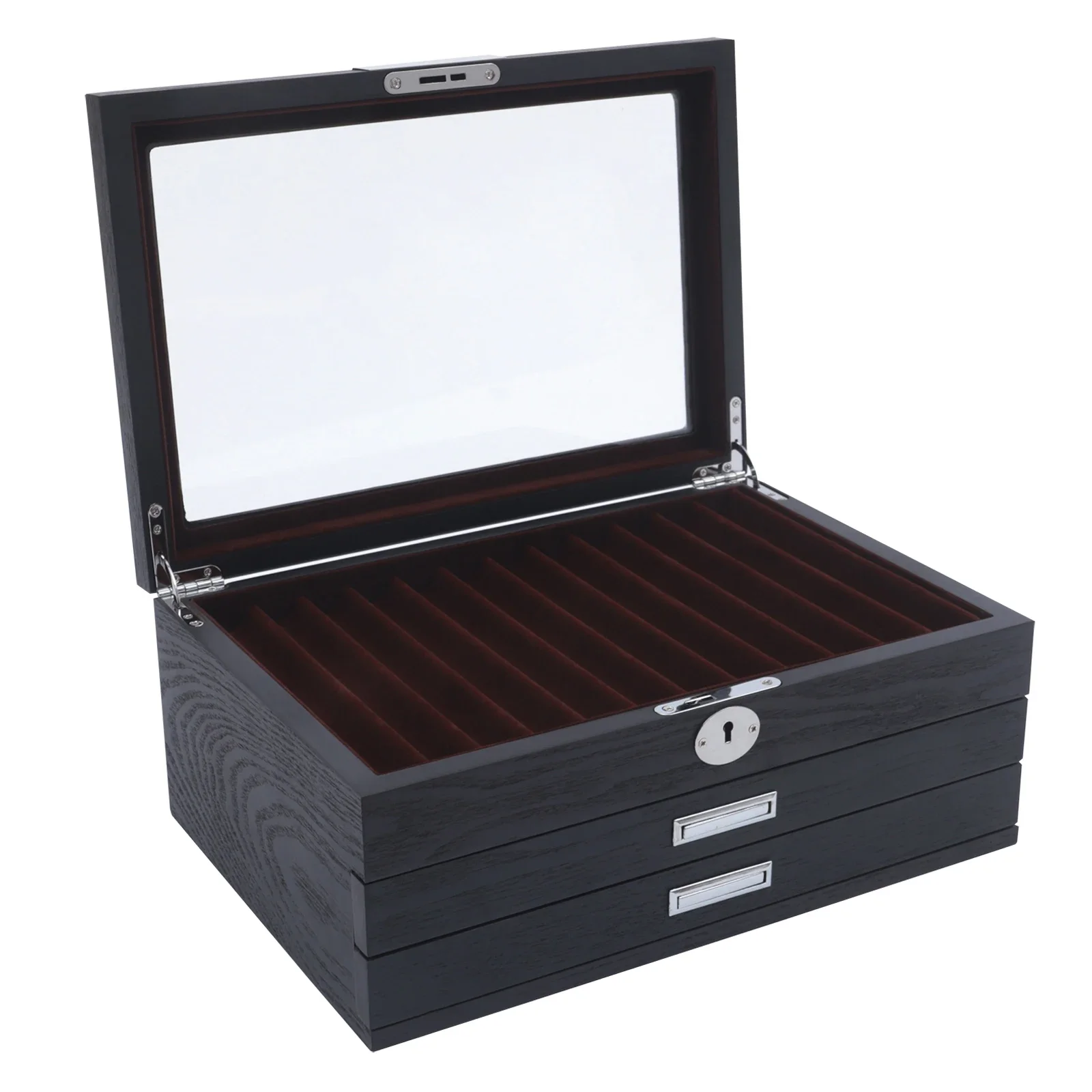 

3 Layers Wood Pen Display Box Luxury Fountain Pen Collector 12 Slot Pen Storage Organizer Case with a Key