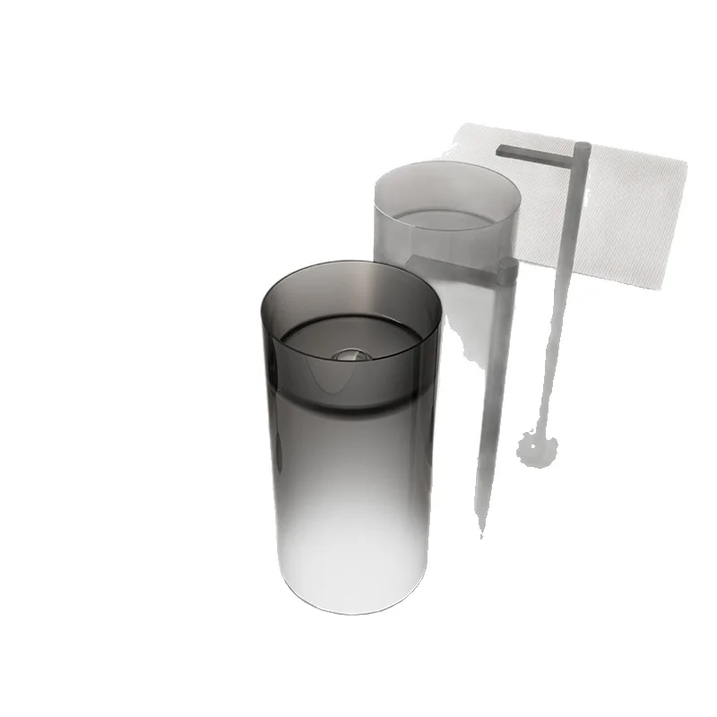 

Whale Tao crystal transparent column basin floor-to-ceiling art column round square color wash basin light luxury