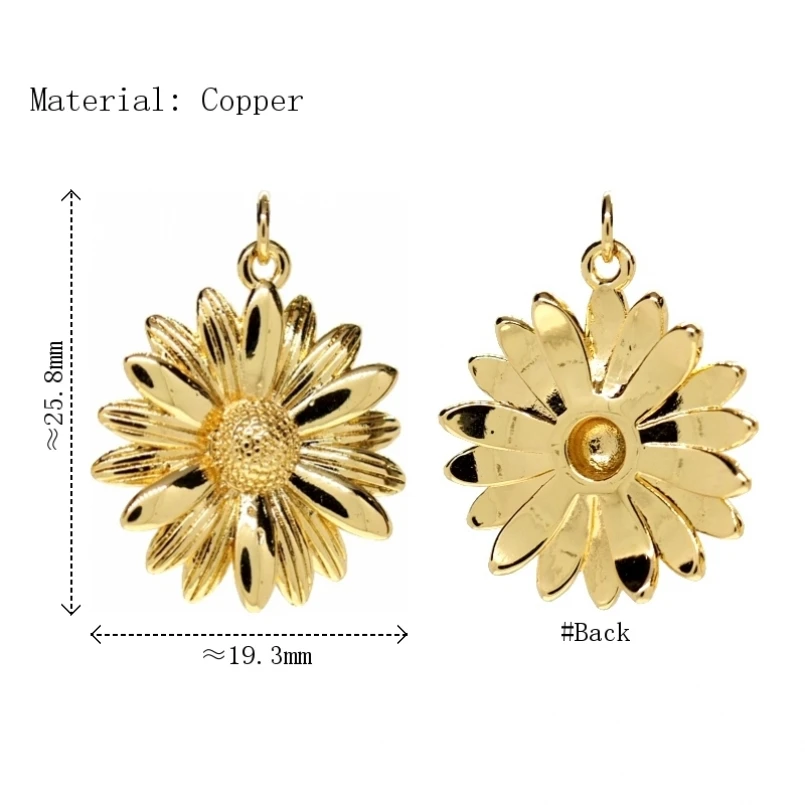 

2Pcs Copper Charms Gold Color Pendant Plant Flower Approx 19.3x25.8mm Jewelry Special Gift For Women