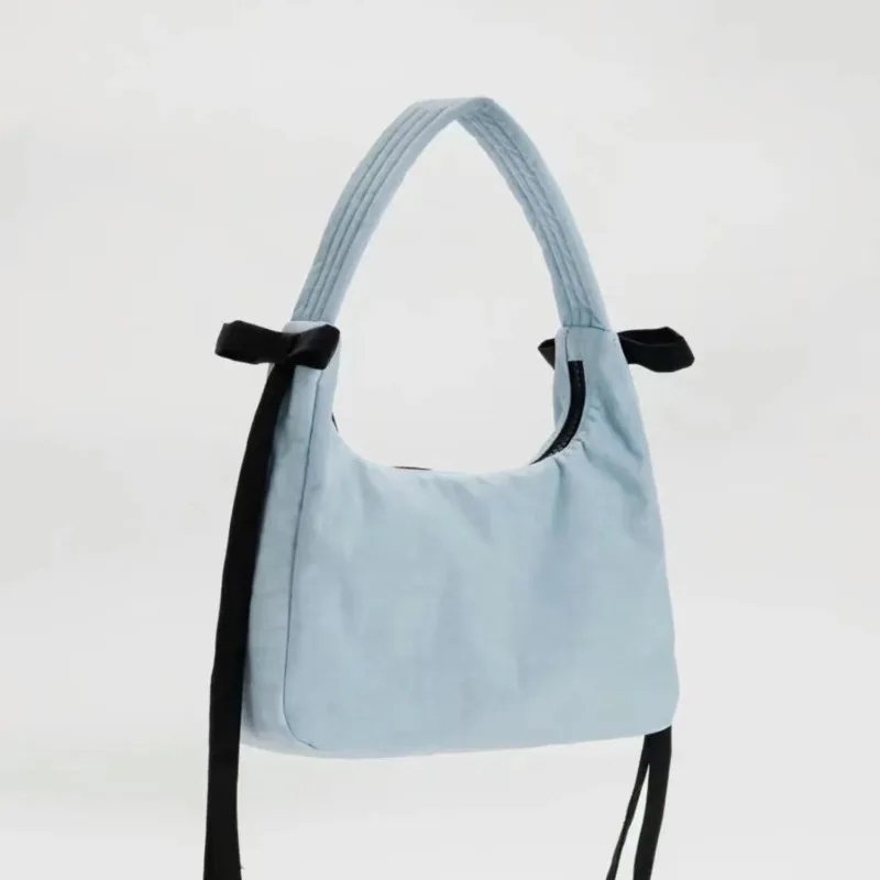 Bolso de mano de nailon coreano para mujer, bandolera pequeña con diseño de lazo, informal, Primavera, 2024