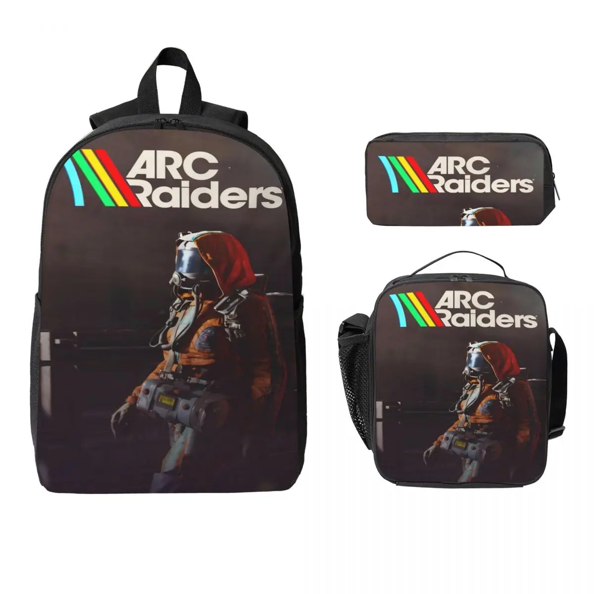 

3Pcs Arc Raiders Video Games School bags Set for Kids Pencil Boxes Backpack Sets with Lunch Box For School Students Knapsack