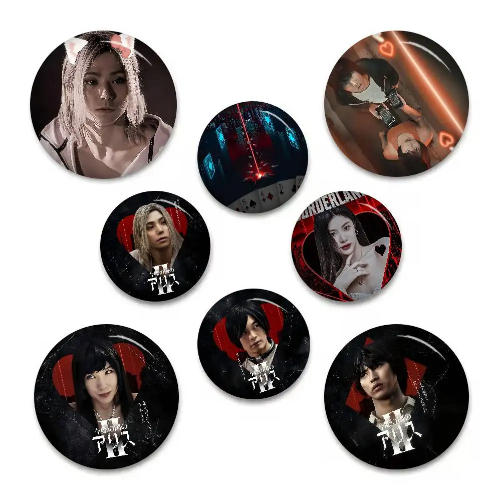 Japan TV Alice In Borderland Cute Anime Figure Icon Badge Handmade Tinplate Brooch For Backpack Clothes Chest Ornament Gifts