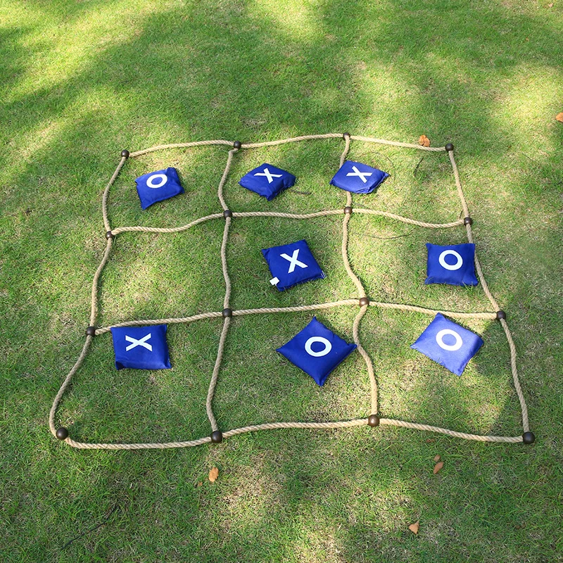 9pcs Lightweight Nylon Interactive Tic-Tac-Toe Game Set Foldable Outdoor Activity Toy