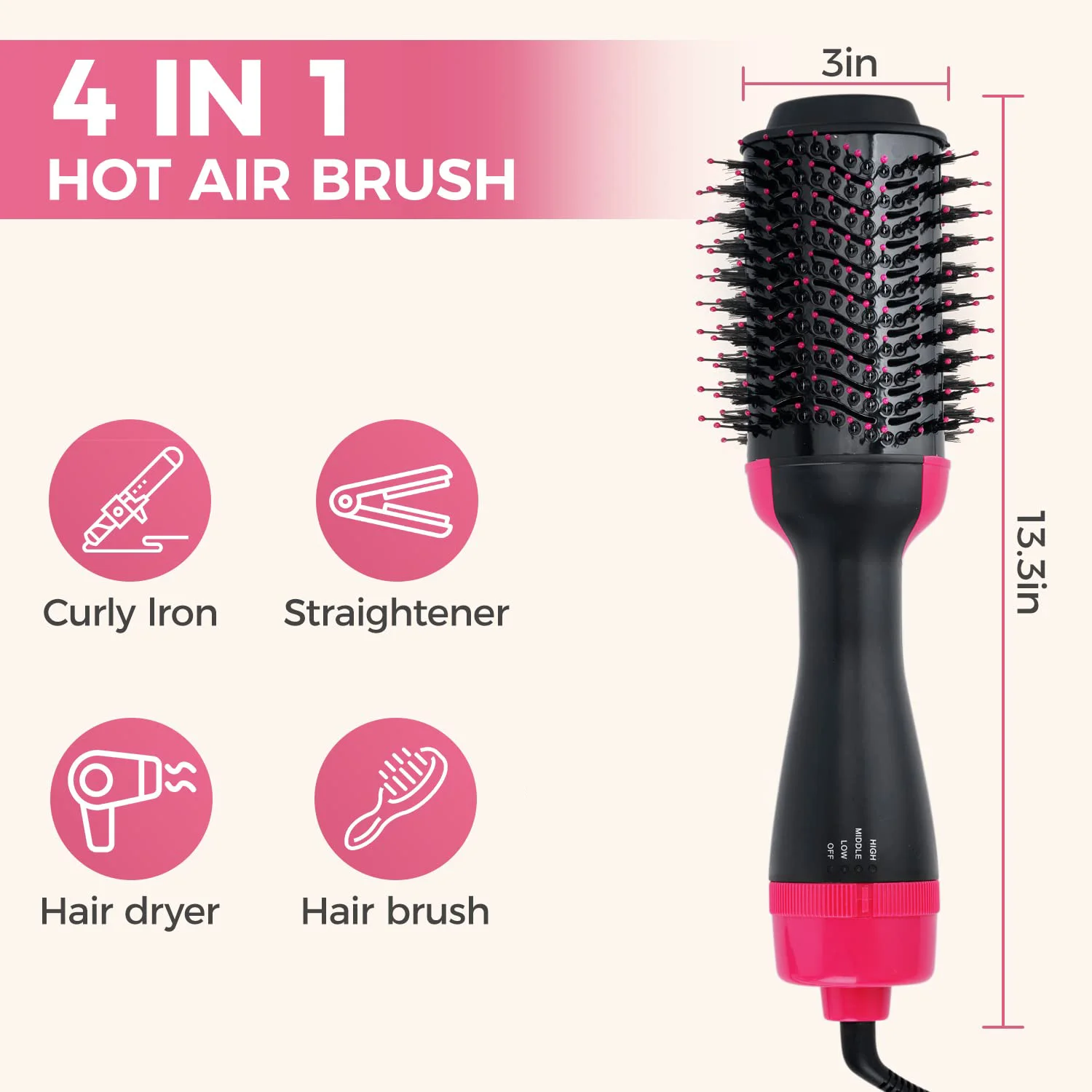 Hot Air Brush Multifunction Curler Comb Styler and Hair Dryer Brush One Step Hair Dryer Professional Hair Straightening Brush