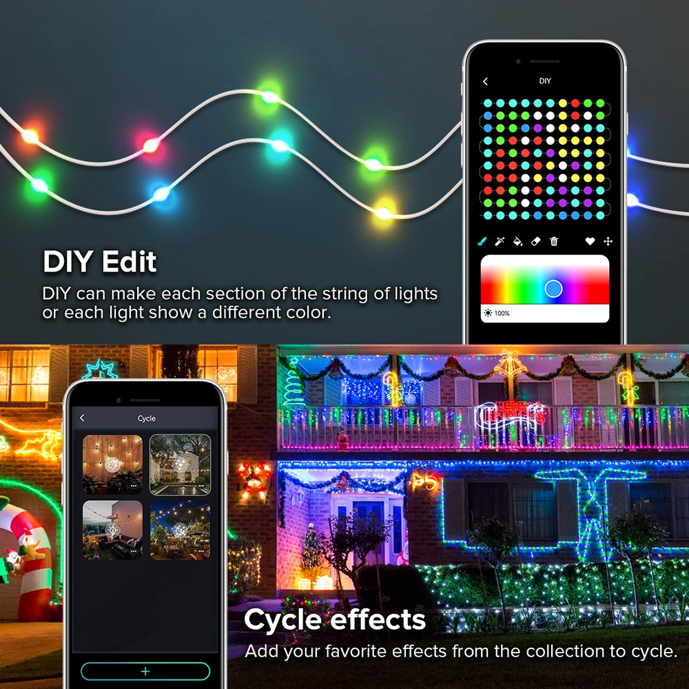 Imagem -04 - Dreamcolor Christmas Lights String Bluetooth Music Ws2812b Iluminação Rgb Endereçável Festa Casamento Decoração Guirlanda ao ar Livre Usb dc 5v