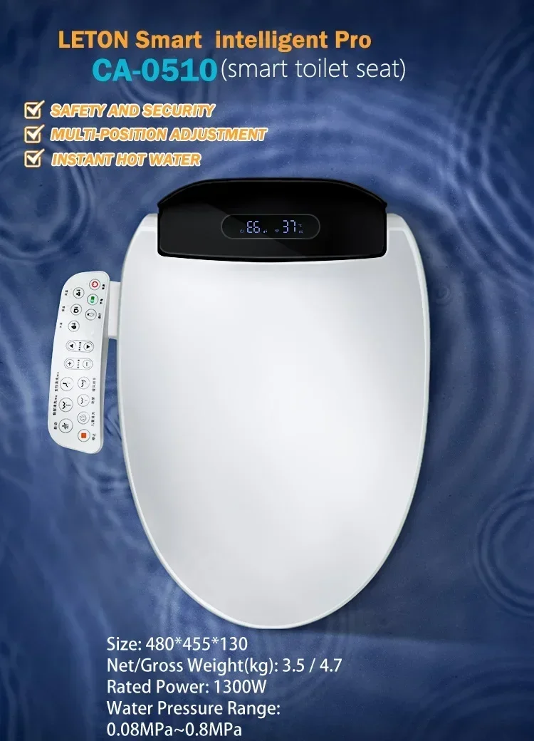 D Shape Oval Automatic Waterproof Hygiene Cover Smart Toilet Bidet Seat Cover Heated Toilet Seat With Dryer