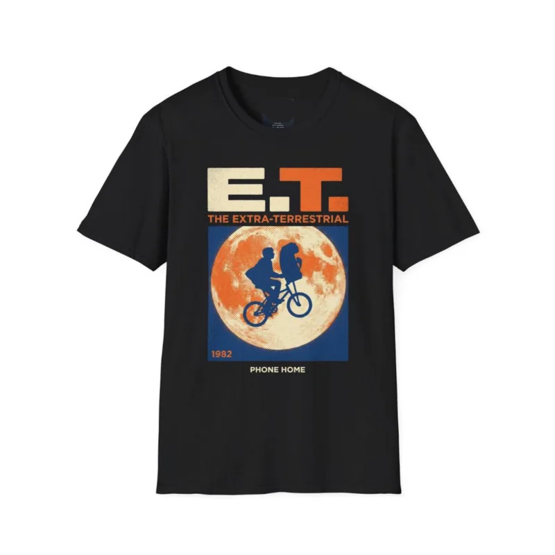 

E.T. The Extra Terrestrial 0403 t shirt Retro Alien Movie Graphic Tee for Sci-Fi Fans 100% cotton printed All size Tops S-6XL