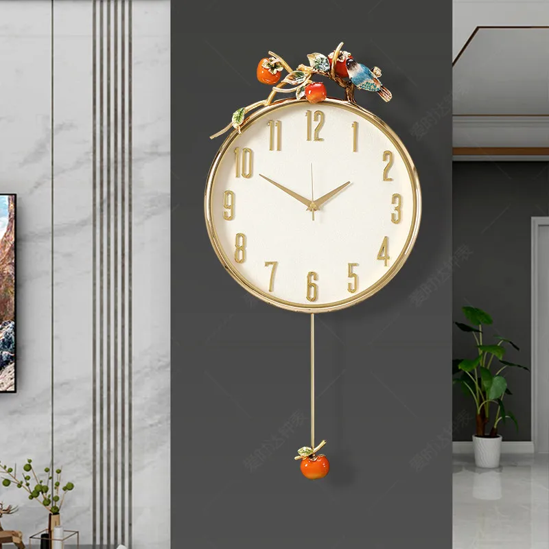 Household fashion wall clock Living room Creative light luxury wall Modern quartz clock New Chinese silent watch