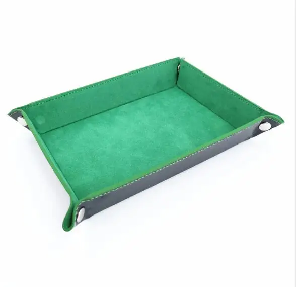 Double-Sided Dice Holder Tray Leather Folding Velvet For Storage D&D Card Memo RPG DND Table Games Organizer