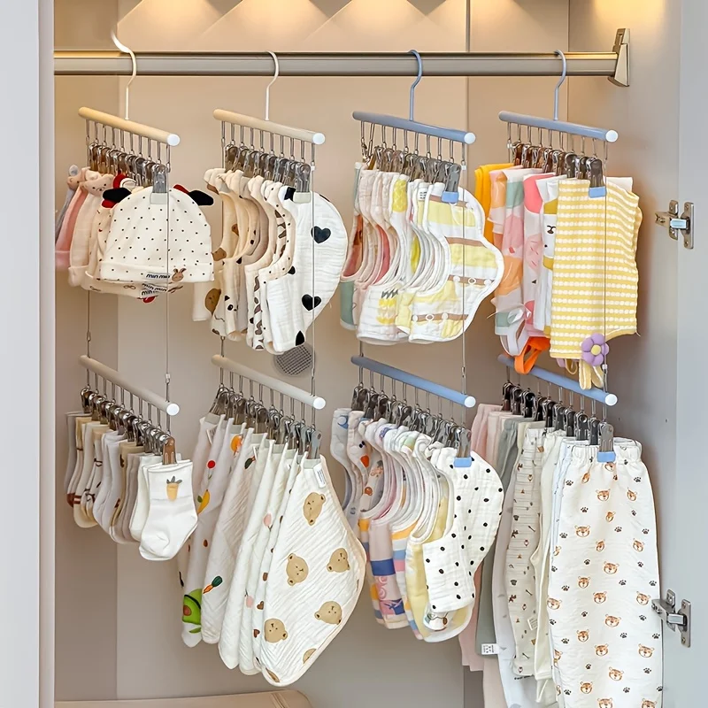 Metal Double Layer Hanger With Clips Space Closet Organizer Drying Rack Household Wardrobe Stora Daily Clothing Arrangement Tool