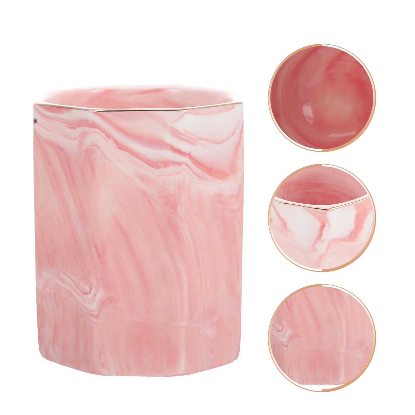 

Colorful Ceramic Pen Holder Square Desk Organizer Large Capacity Pencil Makeup Brush Holder Gold Edge Elegant Pen Cup