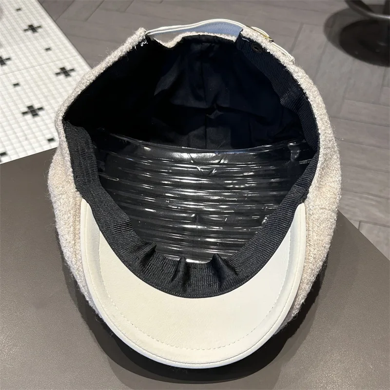 قبعة ريترو للرجال والنساء، لون خالص للخريف/الشتاء، أزياء بسيطة متعددة الاستخدامات، قبعة ذات وجهين للأمام