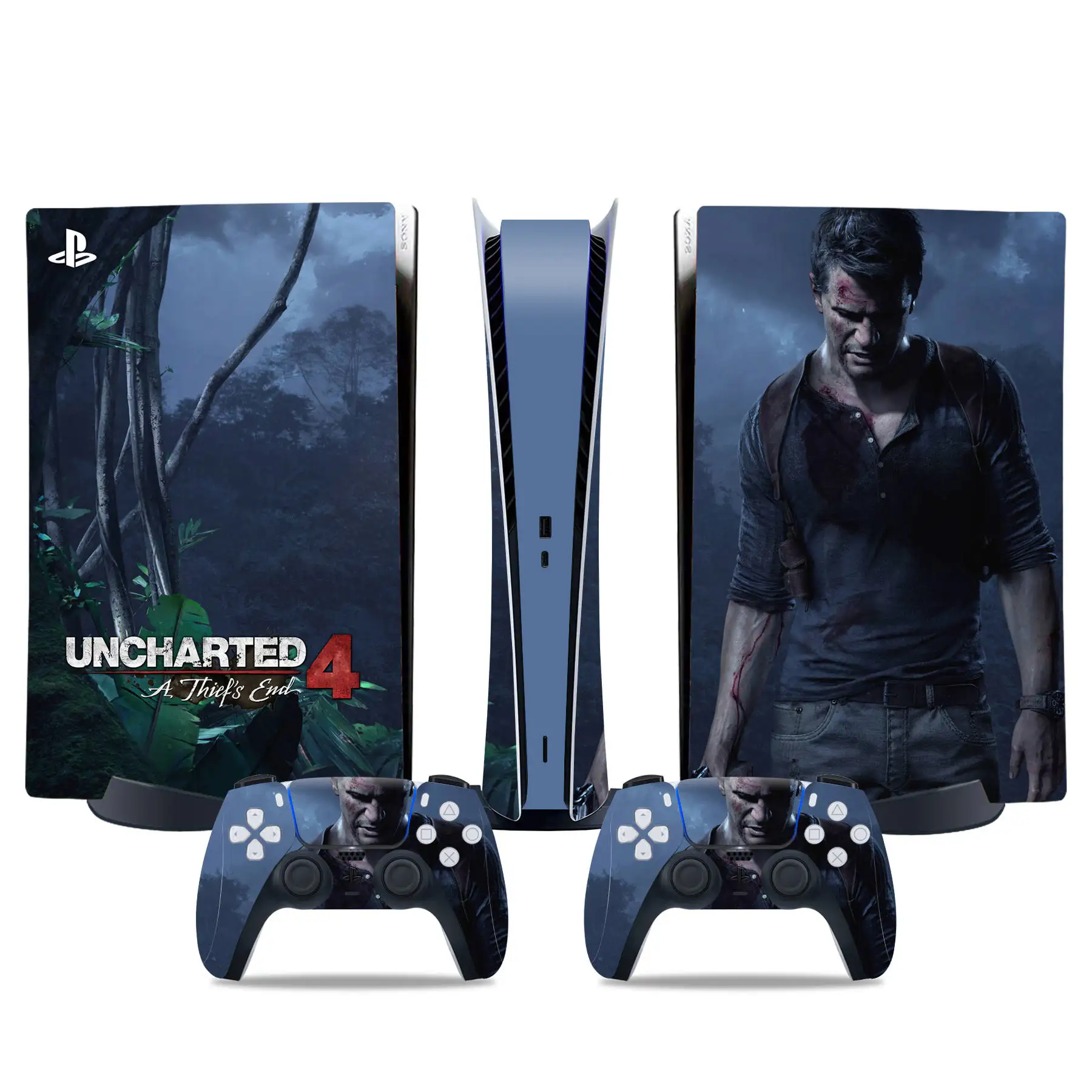 PS5 الشارات الرقمية وحدة التحكم والتحكم ملصقا الجلد ، اكسسوارات الفينيل ، Uncharted 4