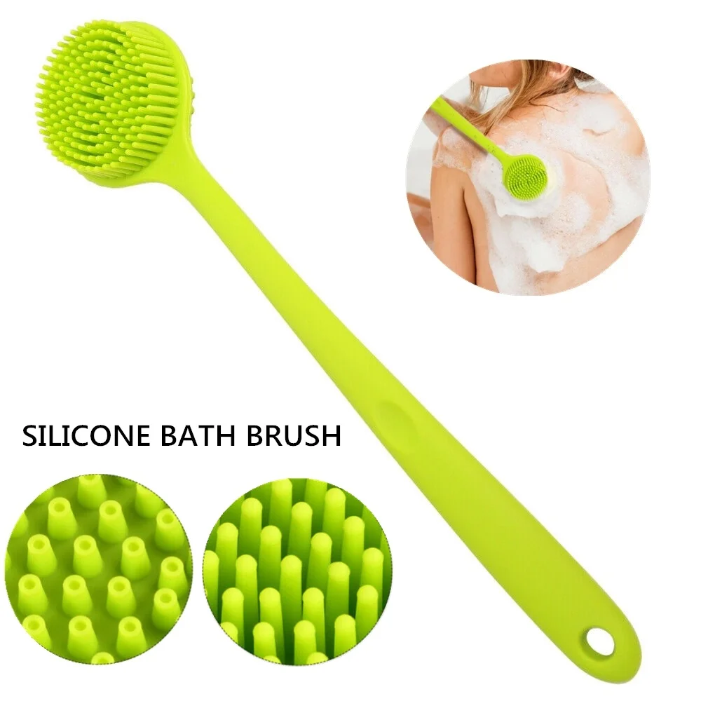 Long Handle Double-Sided Silione Back Brush Body Bath Home Double-Sided Multi-purpose Massager Shower Brush Skin Cleaning Tools