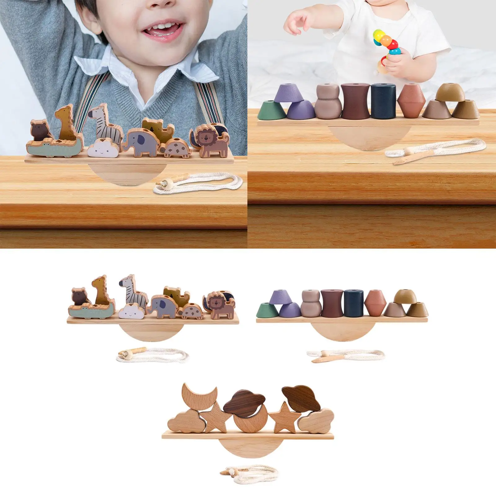 Wooden Balancing Blocks Toys Montessori for Toddlers Preschool Birthday Gifts
