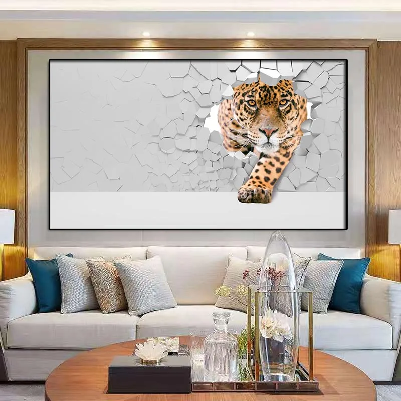 North America Leopard,Vicious Running Animals,Poster and Printed,Wall Art Pictures,For Modern Living Room,Bedroom,Home Decor