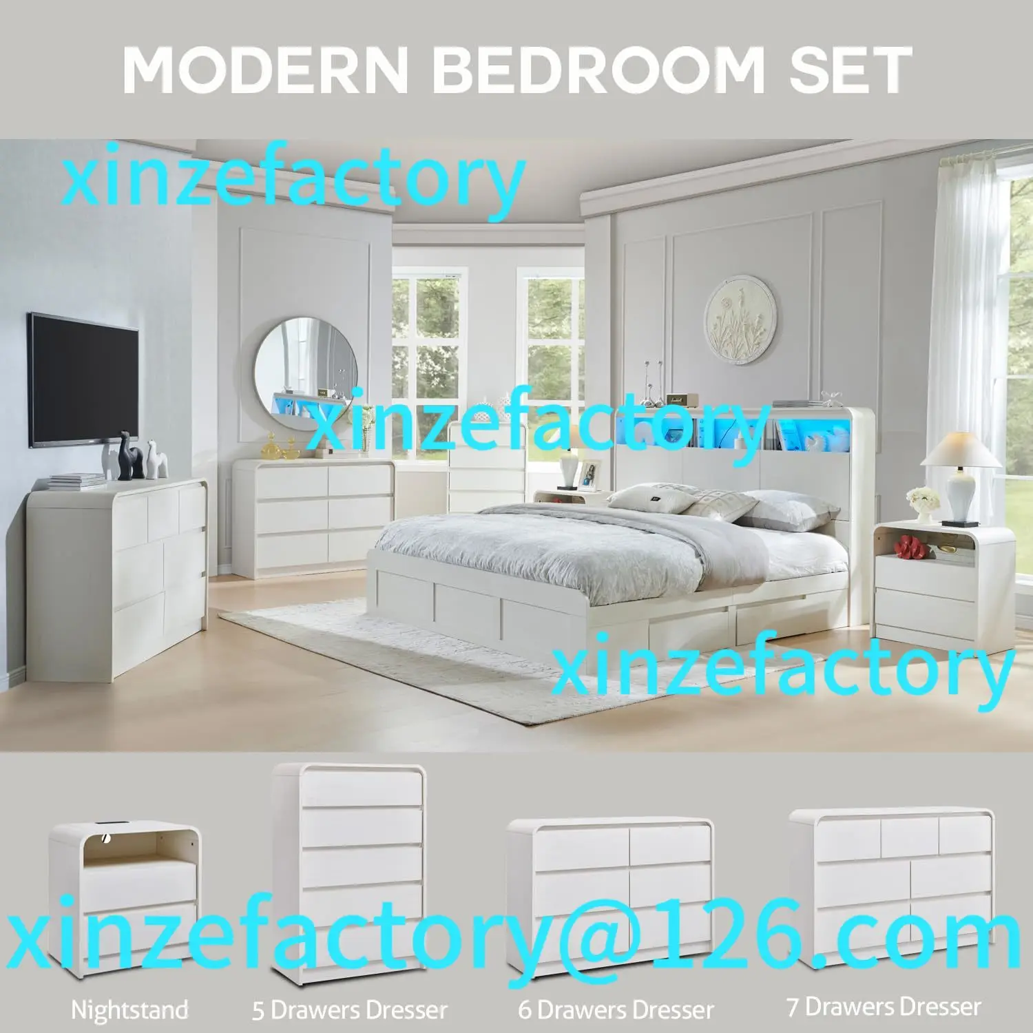 Customizable 25" Tall Modern Nightstand with Charging Station