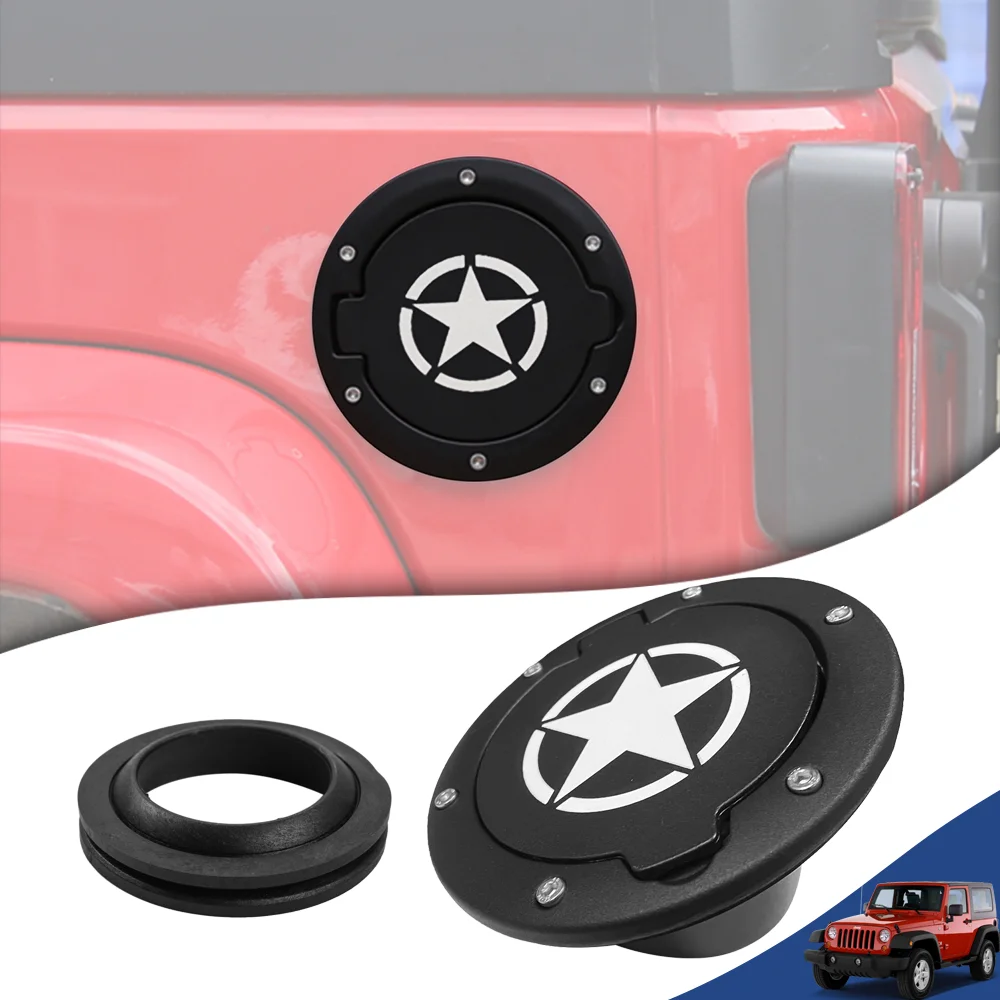 

Car Door Gas Fuel Oil Cap Cover Tank Covers with Rubber Gasket Ring for Jeep Wrangler JK JKU 2007-2017 Auto Exterior Accessories