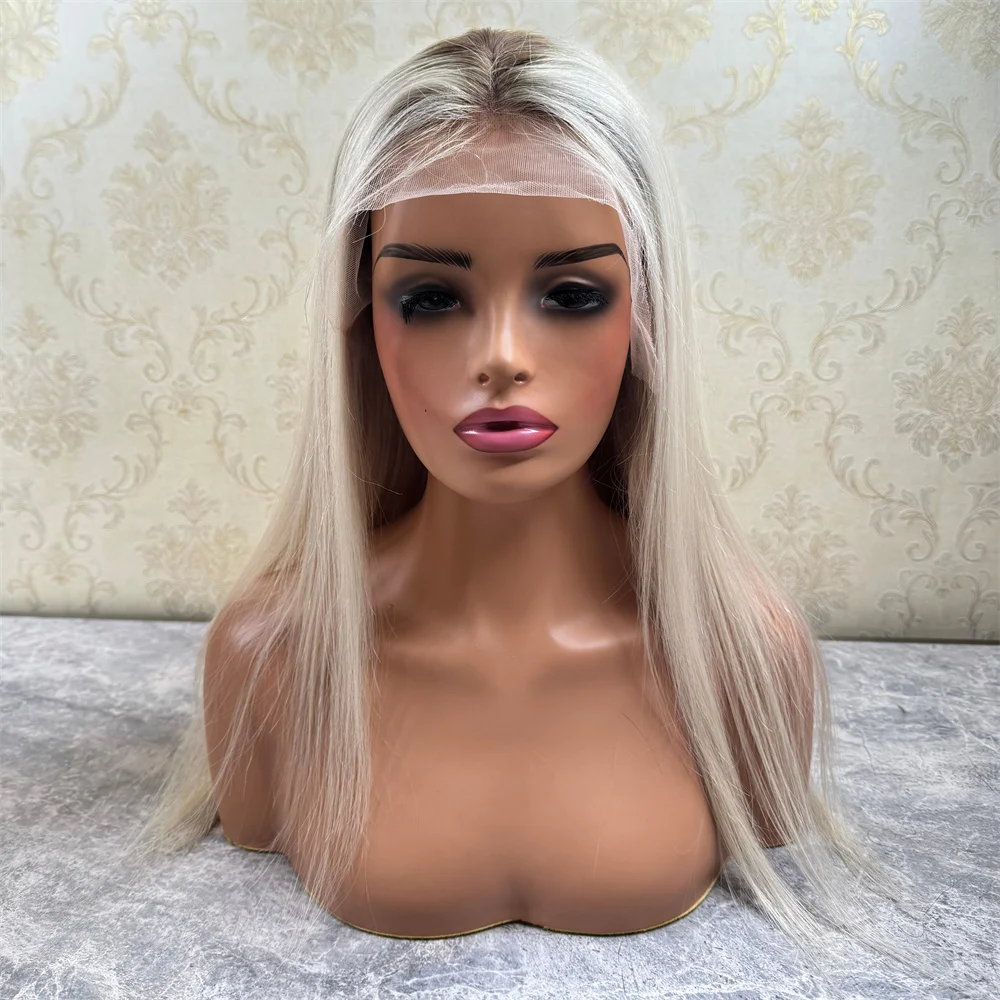 22 "HD شفاف البلاتين الرماد شقراء ملونة الدانتيل شعر مستعار أمامي شعر بشري لعذراء قبل قطعها 13X4 الدانتيل الباروكات الأمامية للنساء