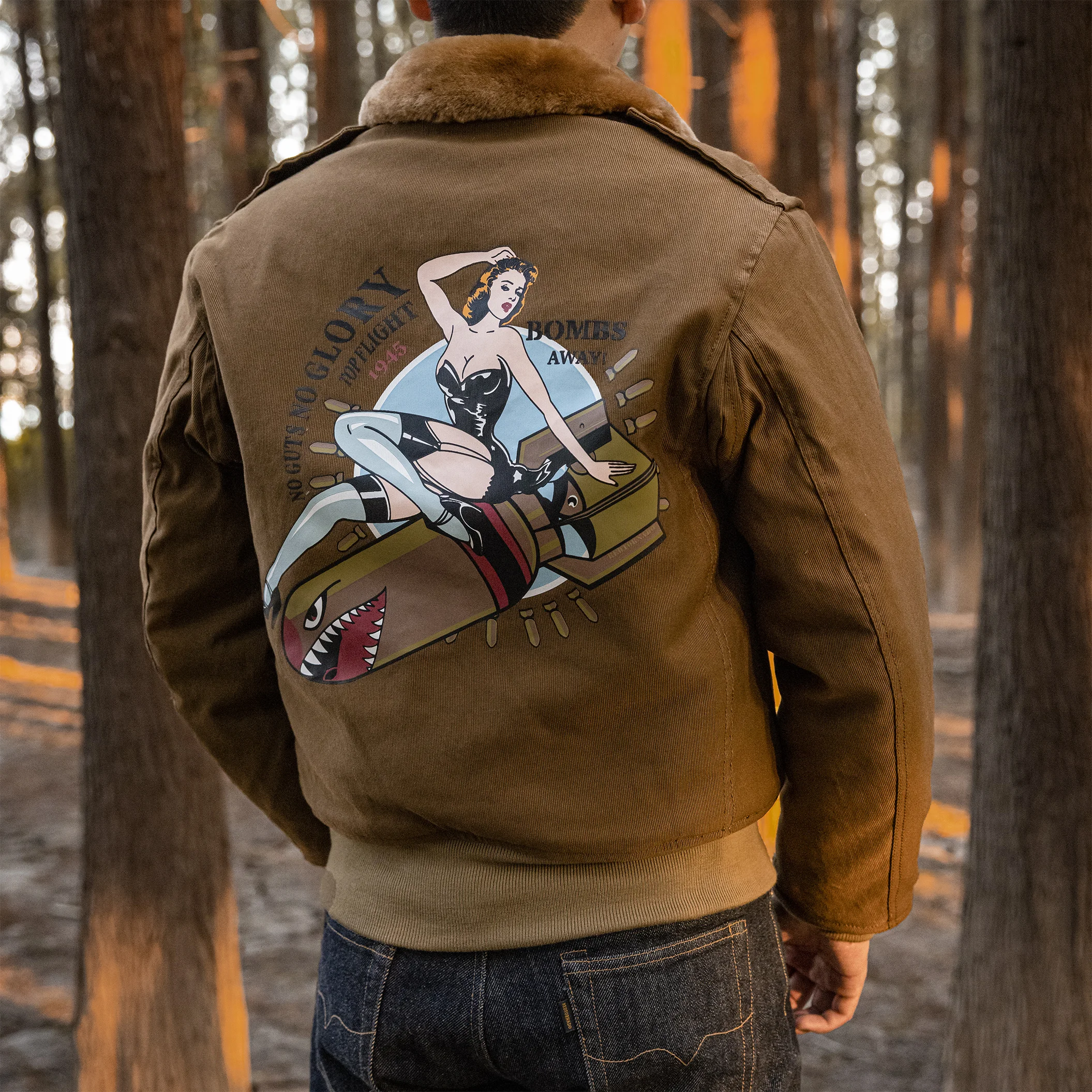 B10-0002 Red Tornado US Big Size Vintage Loose Fitting Super Quality Cotton Fabric  Wool Lining & Collar  B10  Jacket