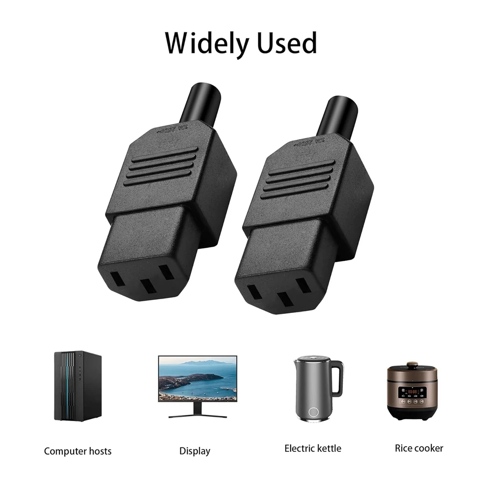 A46U 5PCS IEC C13 Power Plug Connector C13 Female Plug Power Adapter Connector 3 Pin Power Socket 250V 10A AC Power Adapter