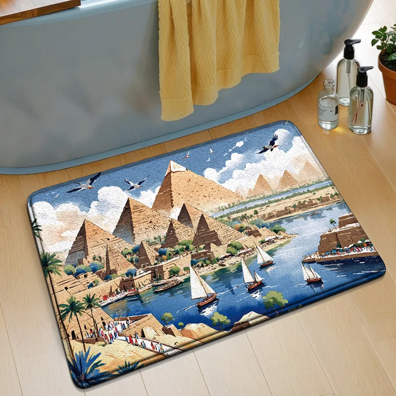 Vintage Sydney Opera House City Landscape Diatomaceous Bath Mat, No Fluff Quick Water Absorbent Bathroom Floor Rug, Non Slip Fas