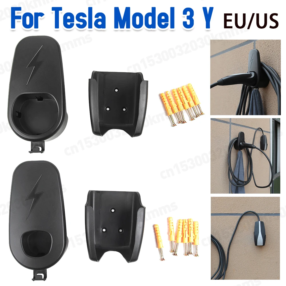 Car Charging Cable Organizer for Tesla Model 3 Y Accessories Wall Mount with Chassis Bracket Connector Bracket Charger Holder