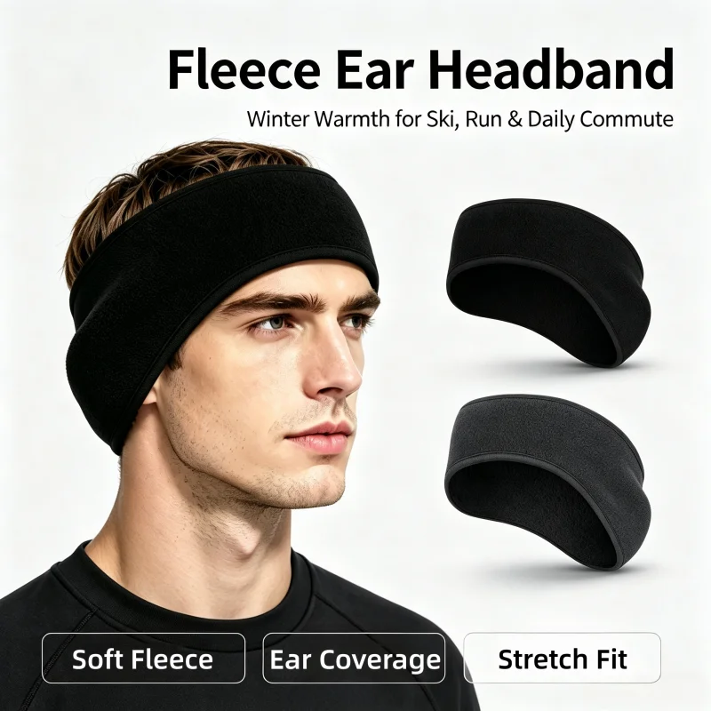 Bandeau chauffe-oreilles en polaire, cache-oreilles d'hiver, bandeau de sport pour la course et le ski, pour femmes et hommes
