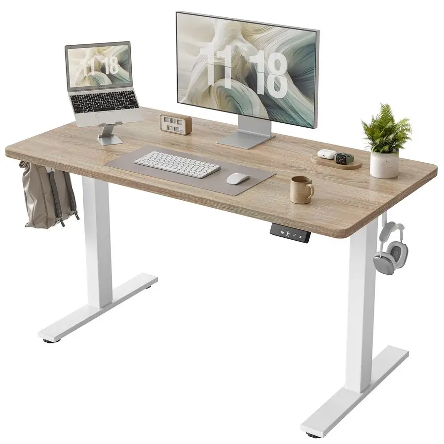 

Electric Height Adjustable Standing Desk 47.223.6 inch, Sit Stand Desk with Splice Board, Memory Controller, White Customizable