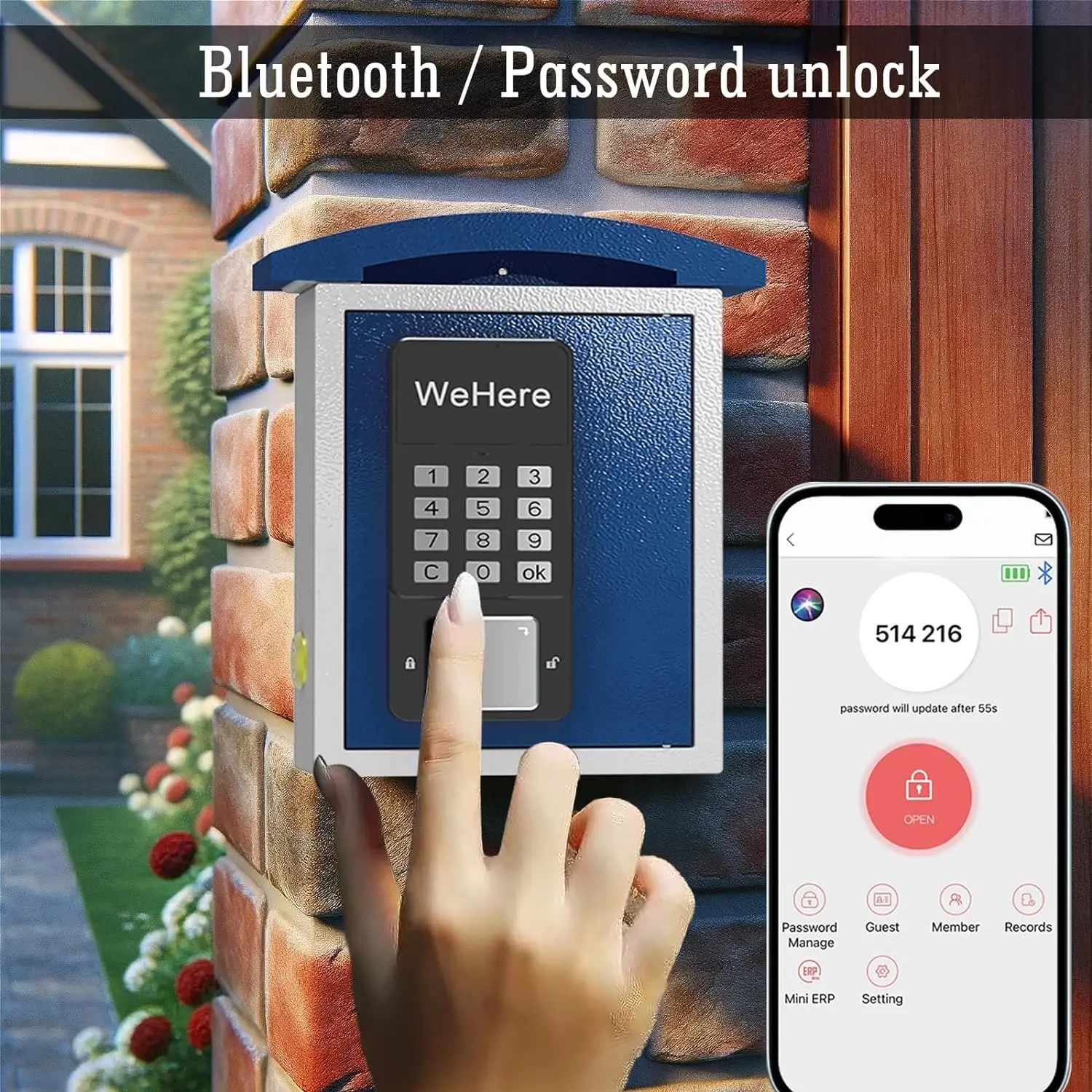 Imagem -03 - Wehere App-controle Remoto Smart Password Key Safe Box Montado na Parede Adequado para Chaves da Casa Armazenamento Seguro