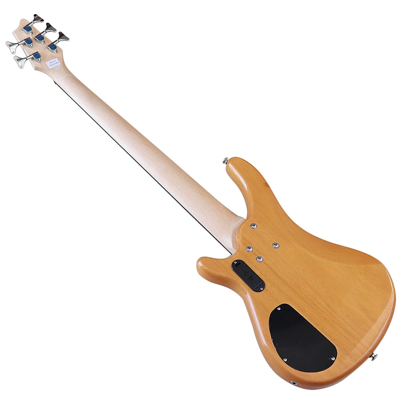 New Arrival Electric Bass Guitar 5 String 43 Inch Solid Bassood Body High Gloss Bass Guitar Natural