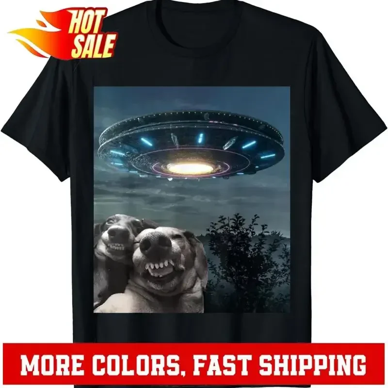 Selfie Dog With Alien UFO Funny Dogs Lover T Shirt