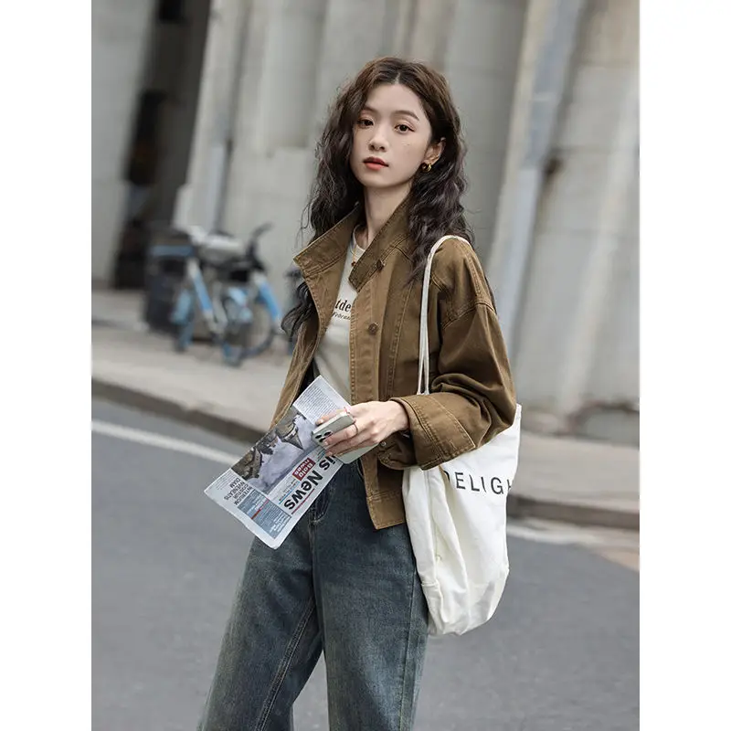 

Elegant Jackets For Women Texture Arts Double-Deck Young Ins Business Heavy Craftsmanship Deerskin Maillard Spliced Warmth