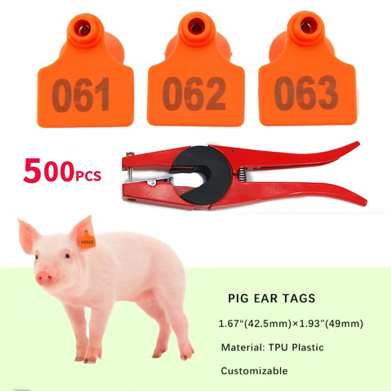 

Farm Animal Eartags and Pig Ear Tags, Livestock Supplies, Plastic TPU Identification Label for Cow Cattle Goats Sheep, 500Pcs