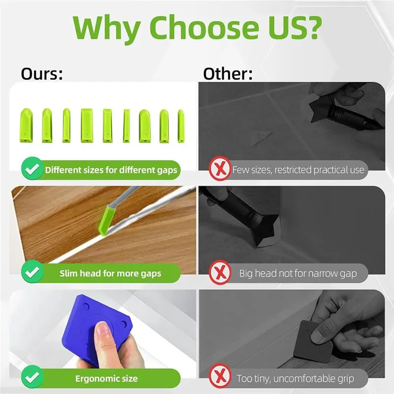 [ABFI!】 Dual-End Caulk Remover Tool- Caulking Tool Kit(16Pcs), Caulk Finishing Tool& Smoothing Tool For Kitchen Home