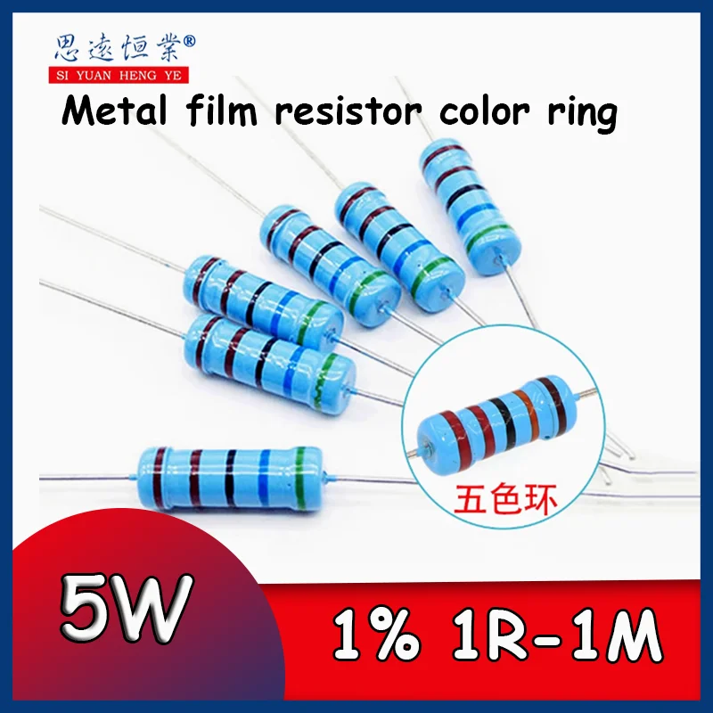 10-pecas-5w-anel-de-cor-resistor-de-filme-de-metal-1-1k-2k-47k-10k-51k100k-10-ohms-1m-100-ohms-51