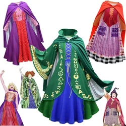 Halloween Party Funny Hocus-Pocus 2 Costume Sarah Sanderson Sisters Cosplay Costume Dress Outfits Kids Girls witch queen Clothes