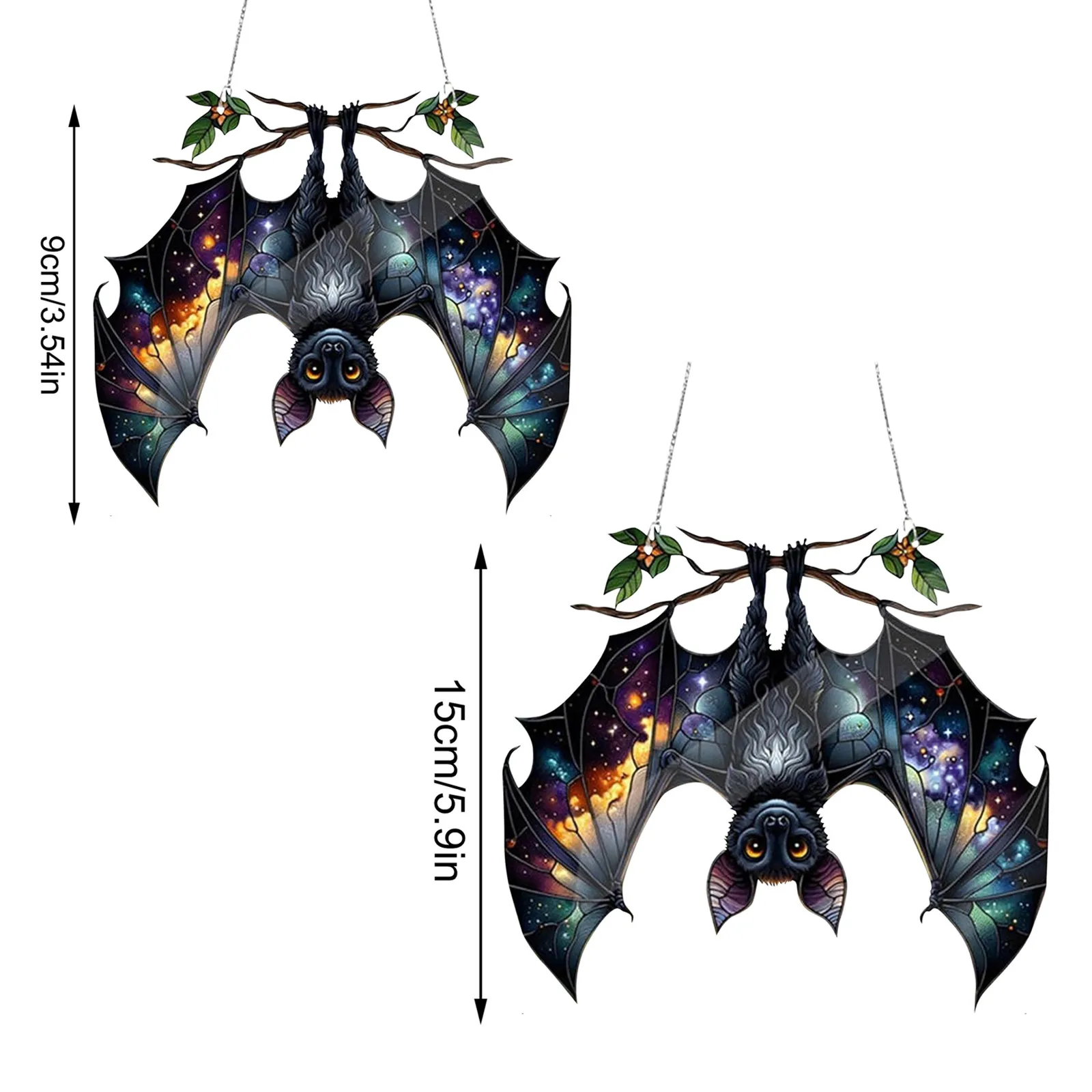 Akrylowy nietoperz na Halloween witraż gotycki kolorowy okno drzwi wisząca dekoracja impreza z okazji Halloween nawiedzony dom ogród Horror rekwizyty