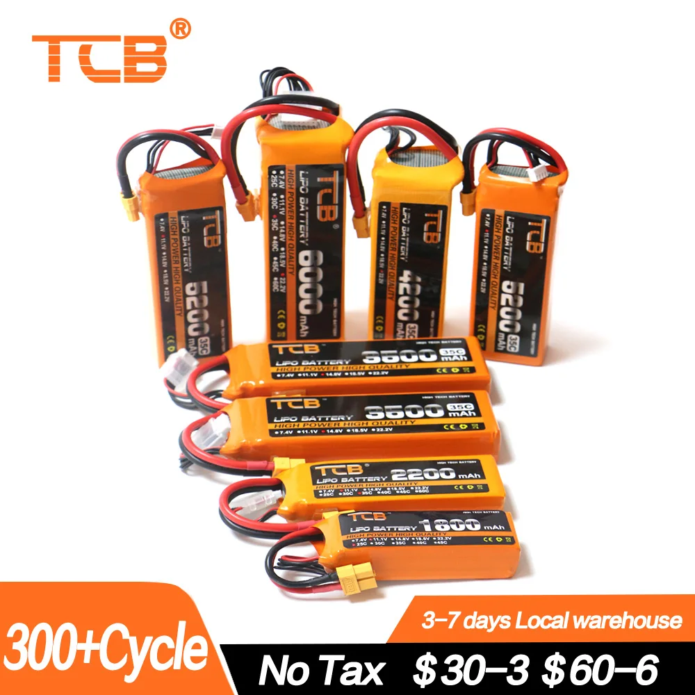 

TCB RC LiPo Battery 3S 11.1V 1300 1500 1800 2200 2600 3000 3500 4200 6000mAh 25C 35C 60C For RC Air. plane Drone Boat 11.1V LiPo