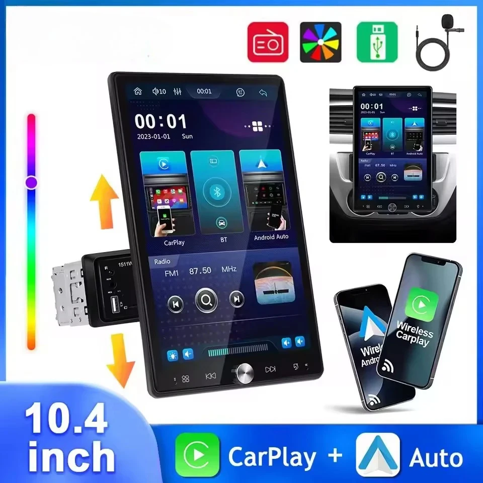 

Плеер с вертикальным экраном Мультимедийный плеер Carplay Android Auto FM/RDS BT