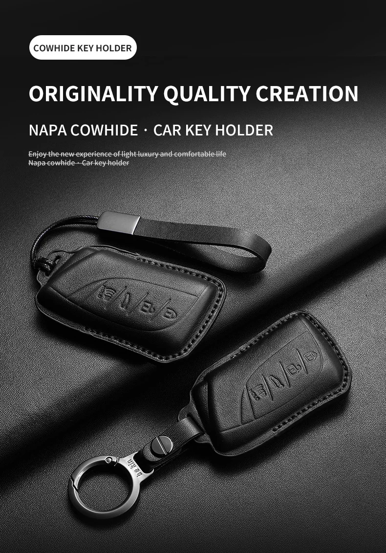 Echtes Leder Autoschlüssel-Etui für Lexus NX ES UX US RC LX GX IS RX 200 250h 350h LS 450h 260h 300h UX200 Autoschlüsselanhänger-Hülle – Detail 1