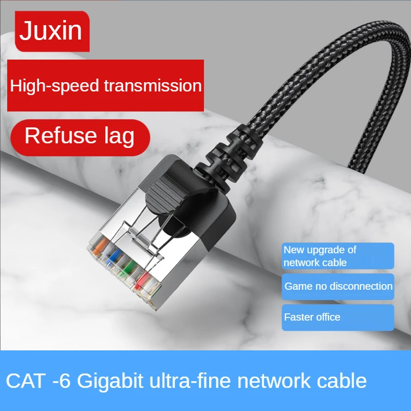 Nylon CAT6 Ethernet Patch Cable Ultra Thin 0.16 inch, High Speed CAT 6 RJ45 Ethernet Cable Thin Flexible and Light, for PC, Mac