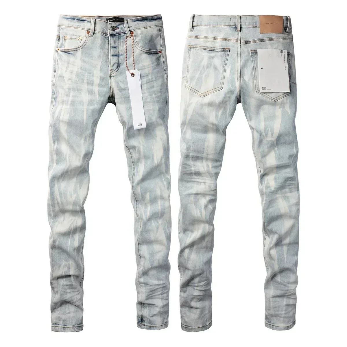 

High street Purples jeans Men Fashion top quality slim tie-dye washing personality Repair Low Raise Skinny Denim brand pants