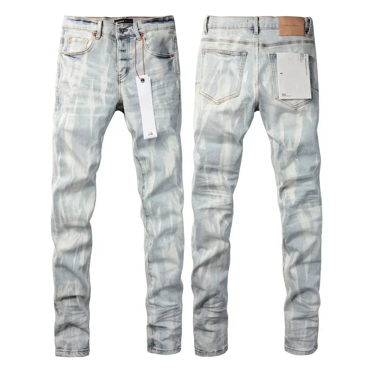 High street Purples jeans Men Fashion top quality slim tie-dye washing personality Repair Low Raise Skinny Denim Brands pants