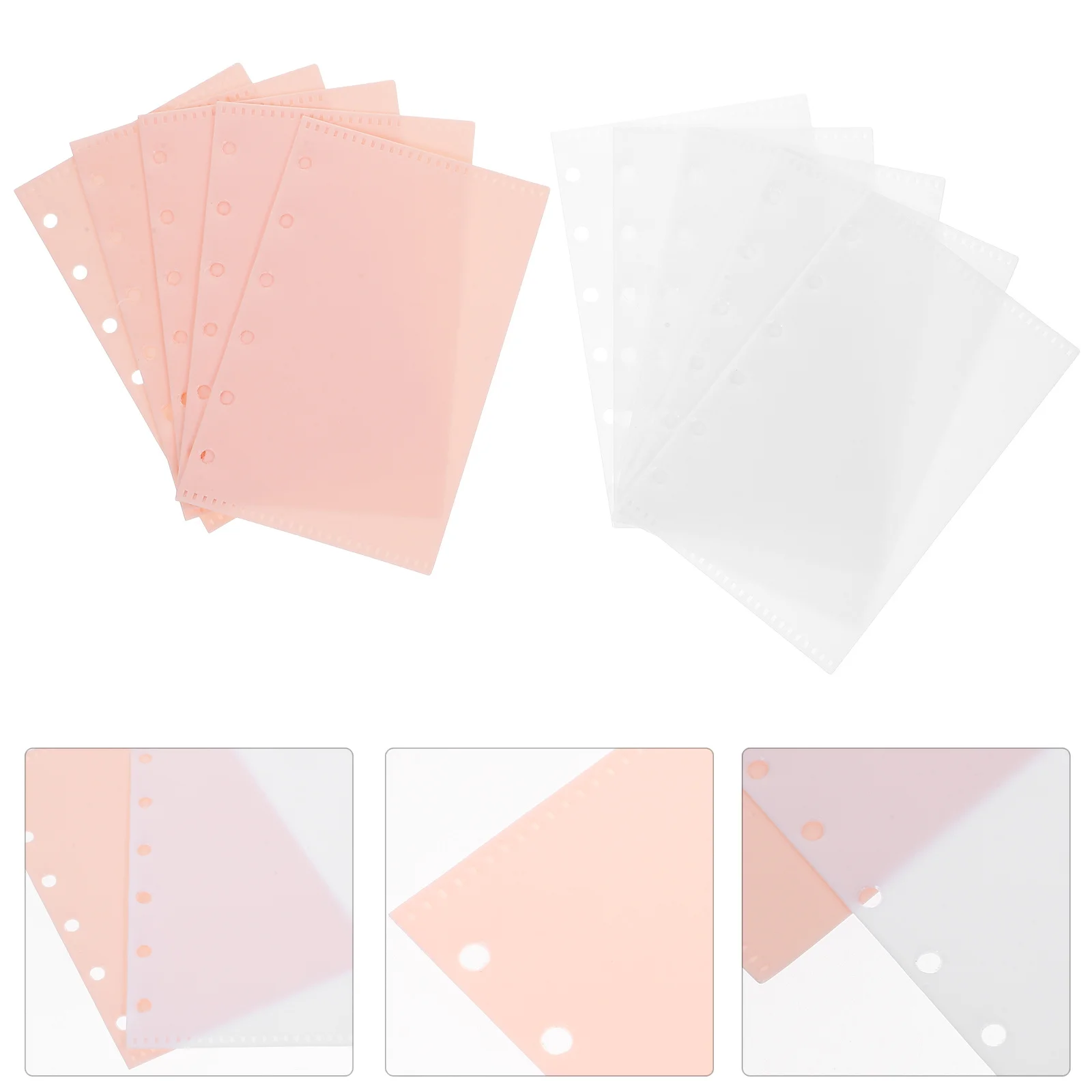 

10 Sheets A7 6-Ring Binder Pockets Plastic Document Wallet Waterproof Filing Bag Notebook Folder Storage Organizer Pouches