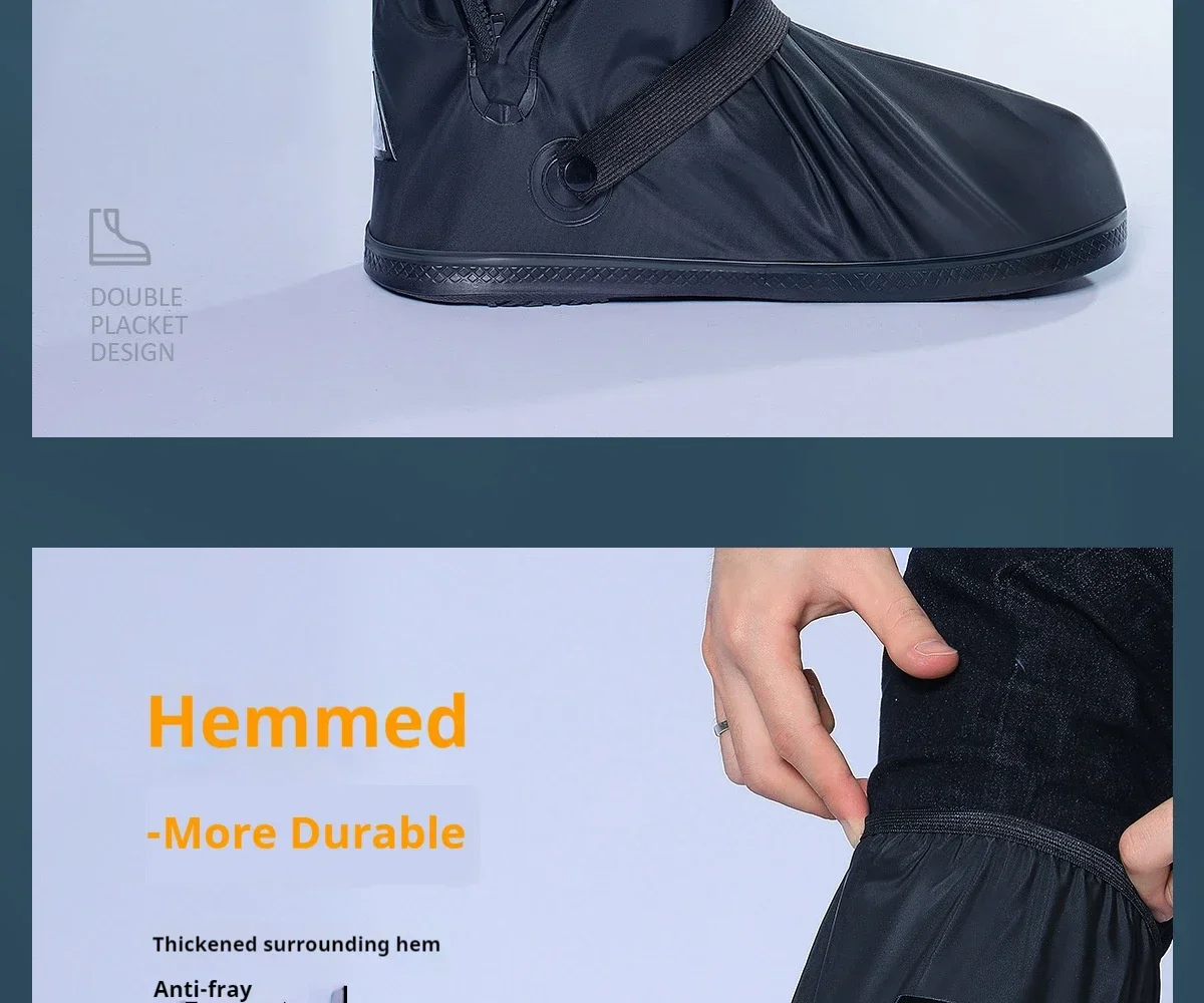 Neu: 1 Paar wiederverwendbare, hohe, wasserdichte Regenschuhüberzieher, rutschfest, abriebfest, Schutzüberzieher für Herren und Damen, ideal für Outdoor-Aktivitäten und Radfahren. – Detail 12